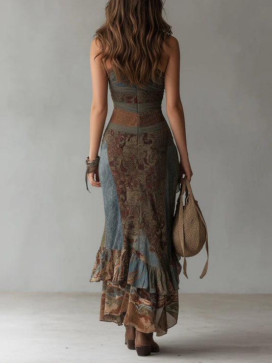 Zaya | Vestido asimétrico con estampado étnico