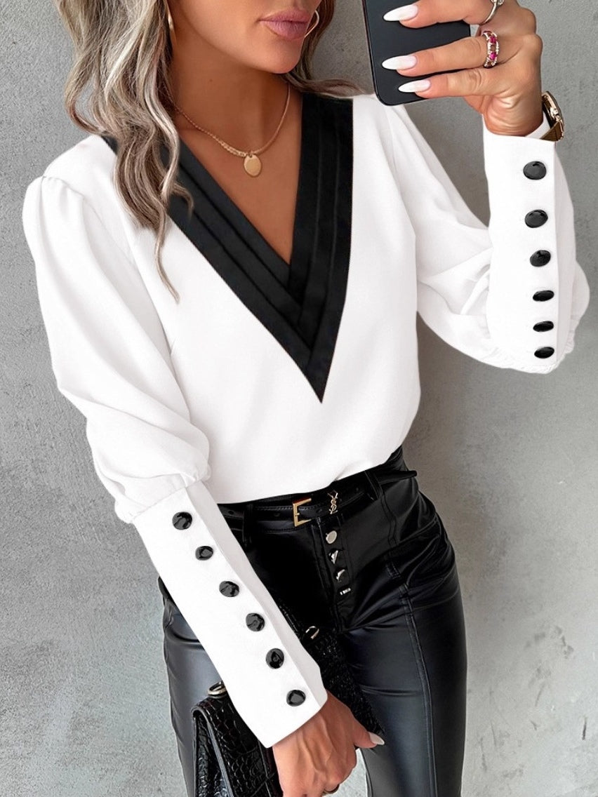 CAMISA | MANGA LARGA CUELLO EN  V