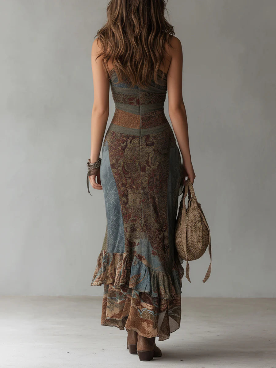 ZAYA | VESTIDO ASIMÉTRICO ESTAMPADO ÉTNICO