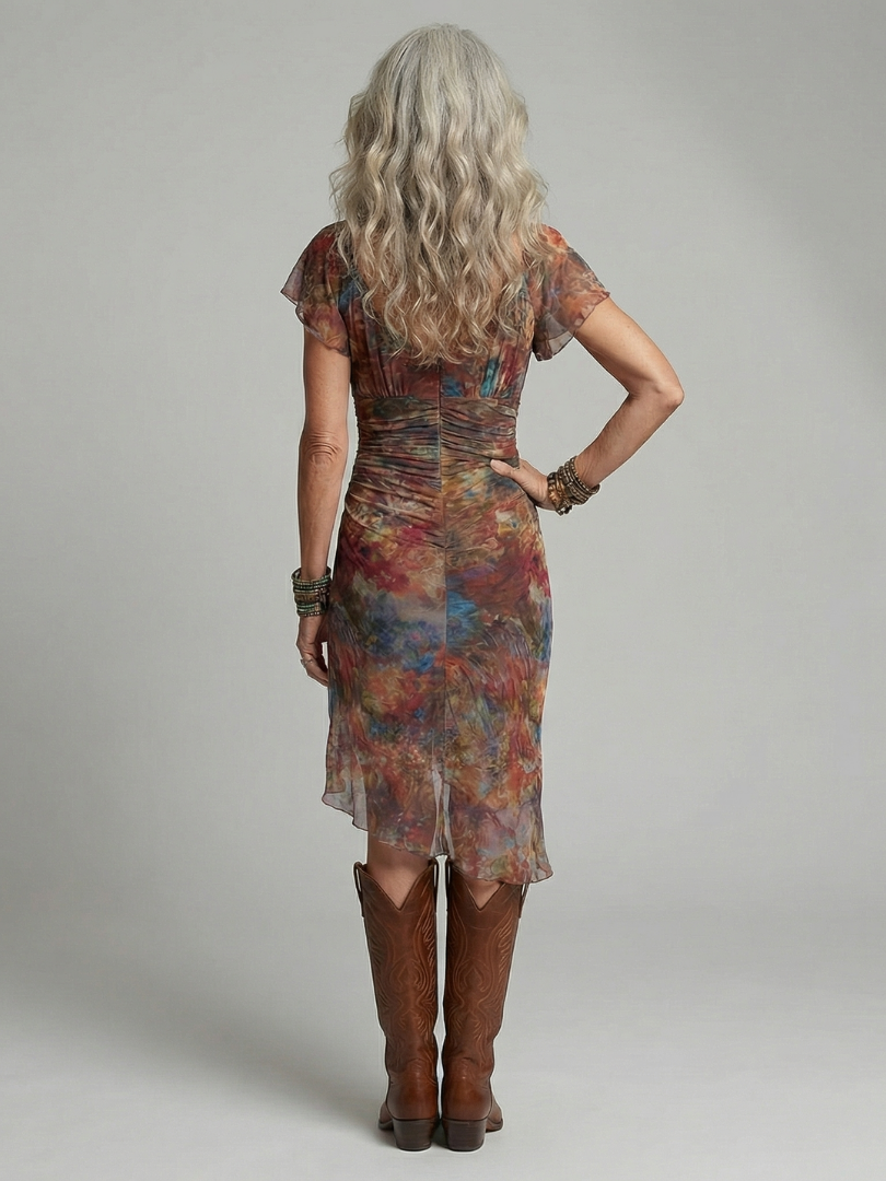 Ainhoa | Vestido Midi Halter con Bainha Asimétrica y Abertura Lateral