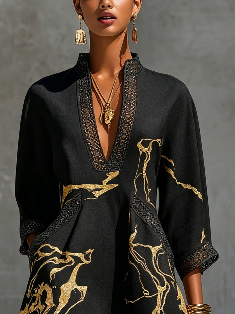 Donatella minivestido negro, silueta línea A