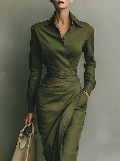 VESTIDO | LARGO VERDE MILITAR