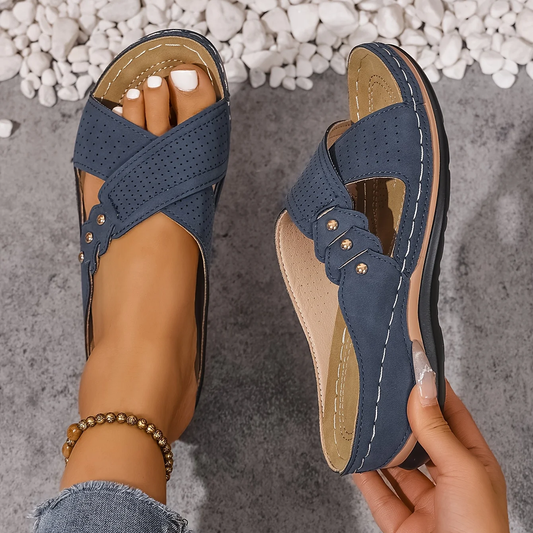 Sandalias ortopédicas de cuña Estela en azul
