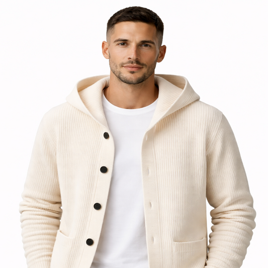 Cardigan con capucha color crema