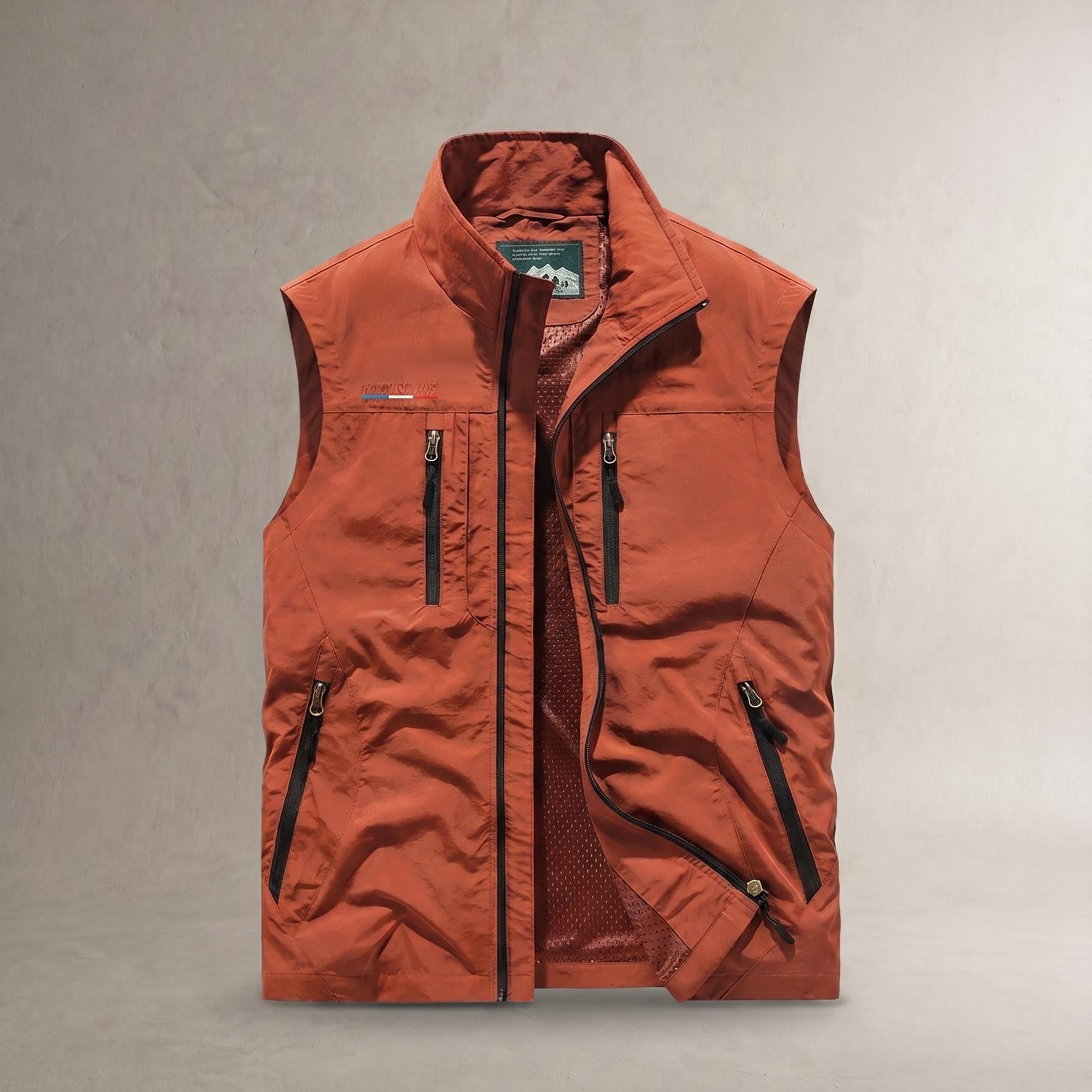 Chaleco Vicente en naranja con cremalleras